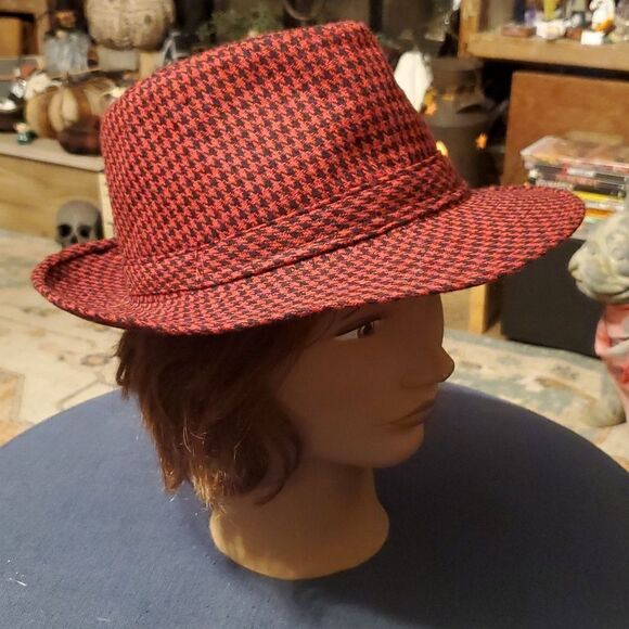 Fall/Winter Hounds Tooth Trilby Fedora Hat - Picture 2 of 7
